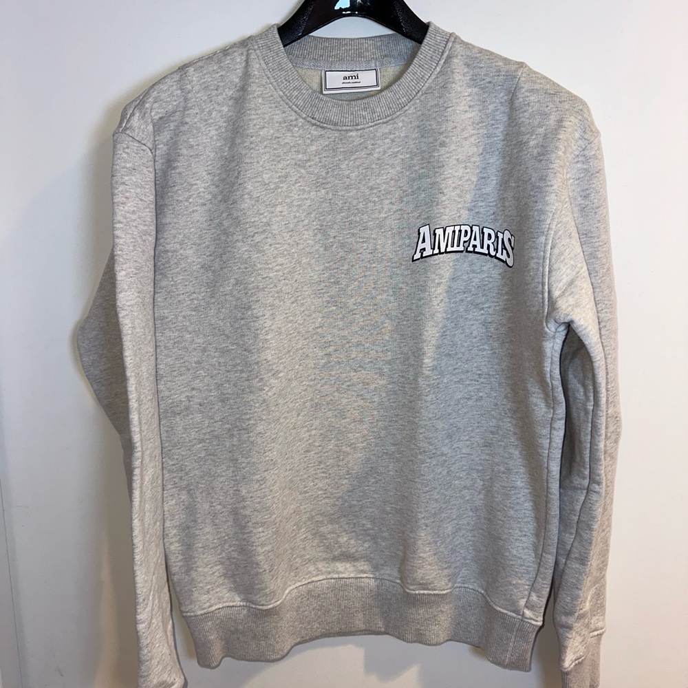 Ami Paris Gray Men's Crewneck Sweatshirt